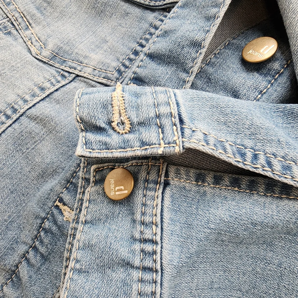 D.Jeans classic fit denim jacket light wash pockets button front sz xl nwt - Picture 12 of 16